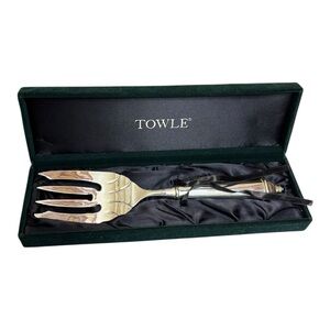 Towle Copenhagen Silver Plated Serving Fork with Green Velvet Box